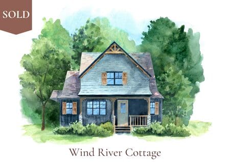 Sold watercolor illustration of Wind River Cottage.