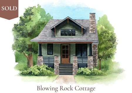 Cottage illustration with "Sold" sign displayed.
